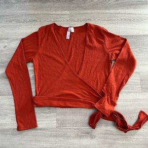Francesca’s Burnt Orange Wrap Long Sleeve